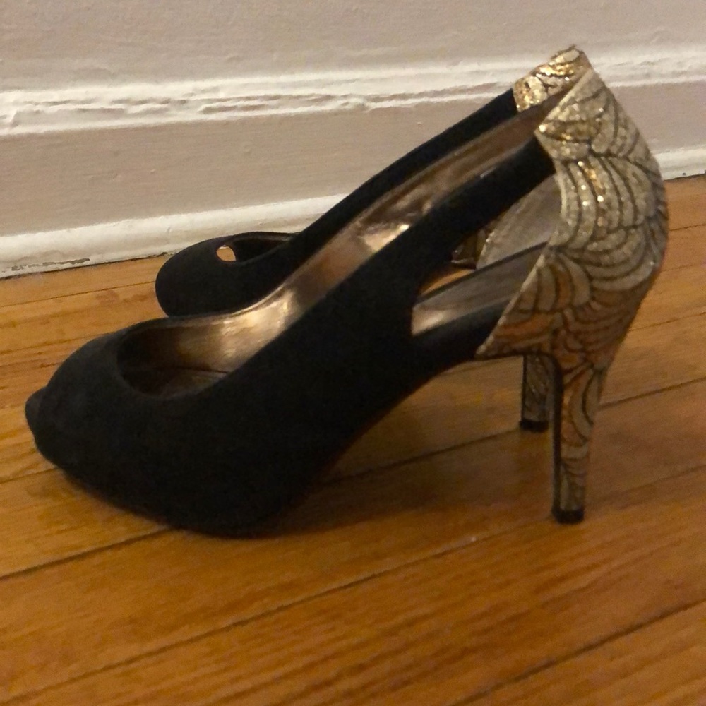 Black open toe heels